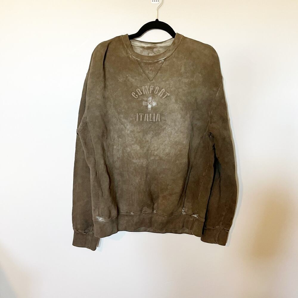 Comfort italia‎ embroidered distressed crewneck sweatshirt size large